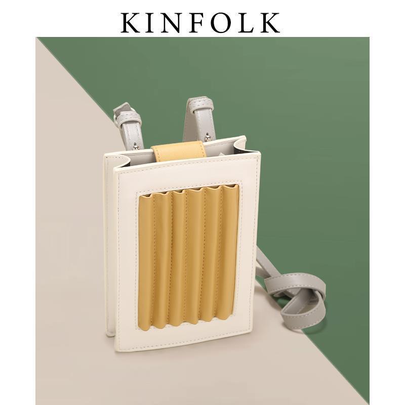 2025 New Women s Bag Thailand Niche Retro All-match Contrasting Color Pleated Square Single-shoulder Cross-body Mobile Phone белый