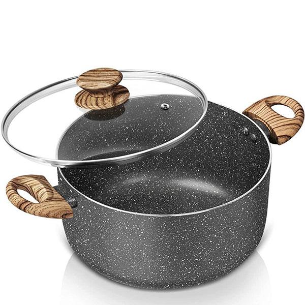 Nonstick Soup Pot with Lid 5 Quart Granite Casserole Large Stock Soup Pot Pasta Cooking Pot Stew Pot for All Stovetops