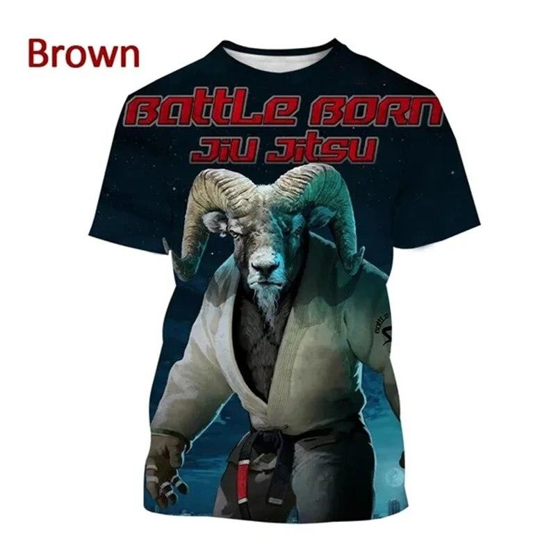 New BJJ Animal T Shirt Men's Jiu-Jitsu Lovers Cool Fashion Short-sleeved T Shirt Harajuku Style Streetwear Top 3D Print T-shirt