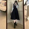 Large size women's fake two-piece dress women's autumn new retro design temperament slim dress