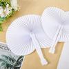 White Folding Paper Fans Heart Shaped Assortment With Plastic Handle For Diy Wedding Favor Party Bag Filler