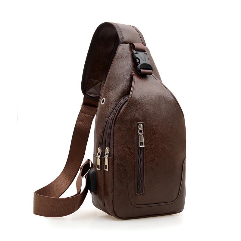 

Простая и модная повседневная однотонная мужская нагрудная сумка-кроссбоди из ПУ на молнии с многофункциональной USB-зарядкой для поездок на работу золотой