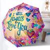 1pc Love You Heart Decor Automatic Opening and Closing Folding Umbrella with 8 Iron Ribs - Portable, Foldable for Travel Yy251124144