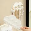 Cloud-Shaped Wall-Mounted Jewelry Organizer with Key Hooks - Punch-Free Accessory Display Rack and Mirror Cabinet