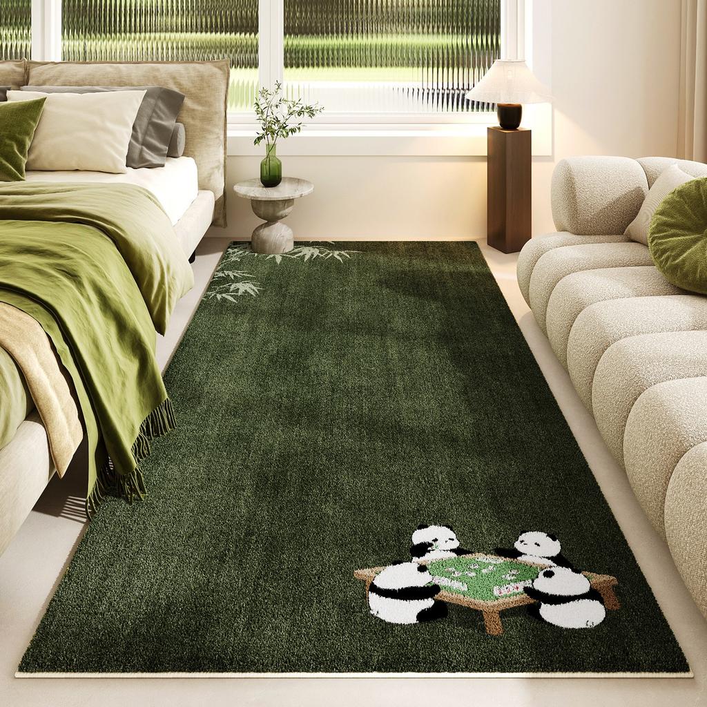 Carpet for Bedroom Non-slip Soft Dirt-resistant Bedside Floor Mat Green Lamb Pattern Rug Long Size Room Layout Decoration Mats