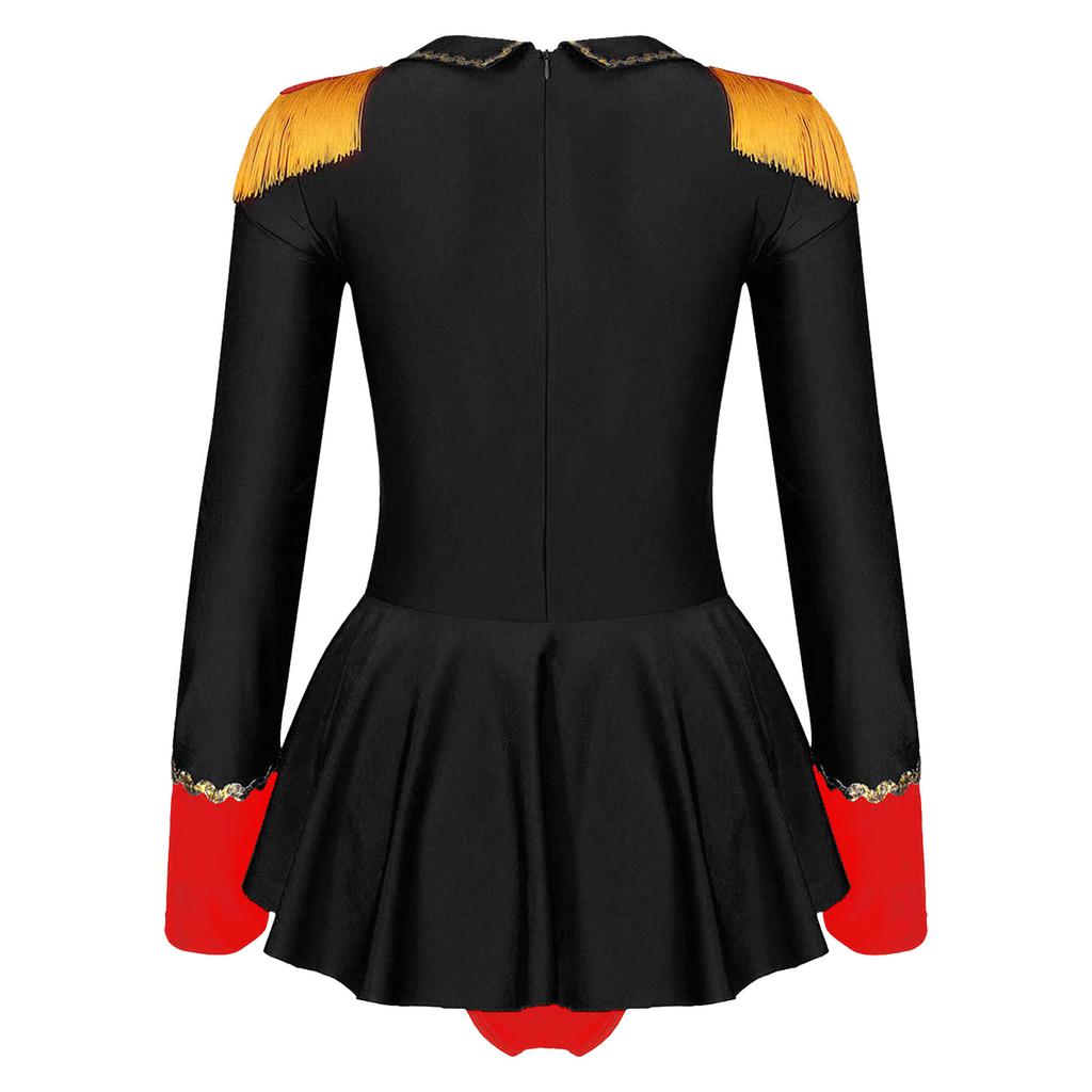 Womens Circus Ringmaster Role Play Long Sleeve Jumpsuit Bodysuit Costume
