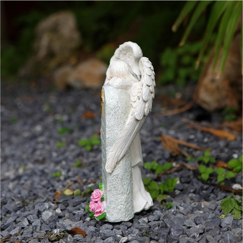 Handcrafted Religious Link Monument Cemetery Ornament Detailed Angel Figure Underweight Resin Sculpture For Gardens