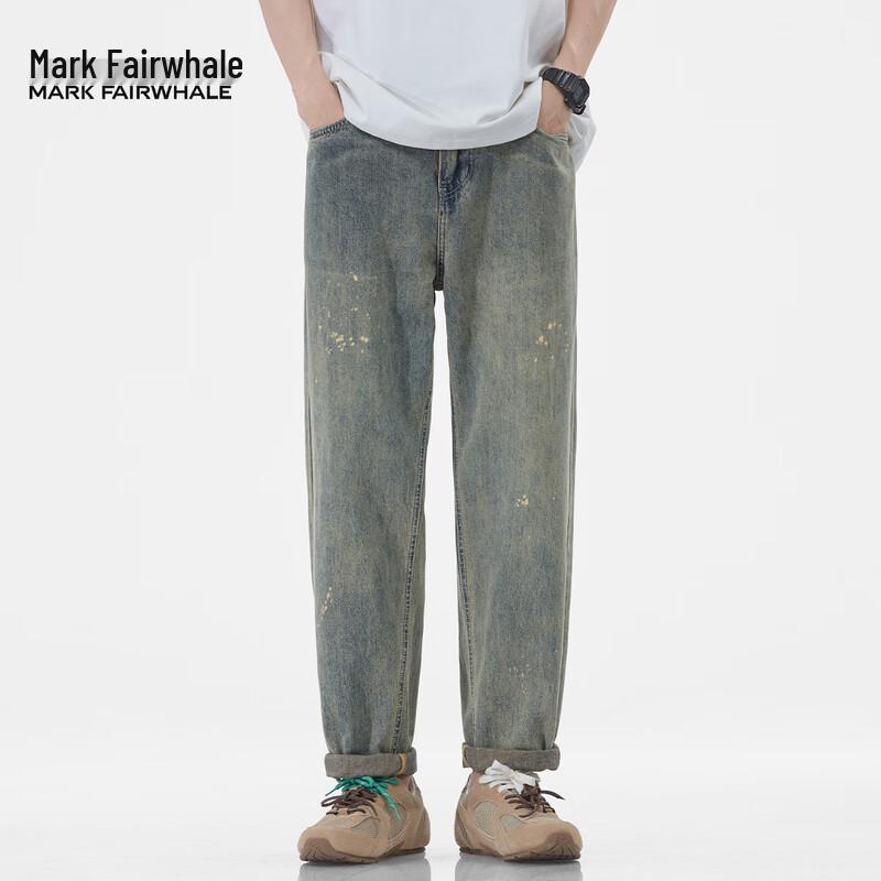 Mark Fairwhale Men's Paint Splatter Loose Straight Jeans