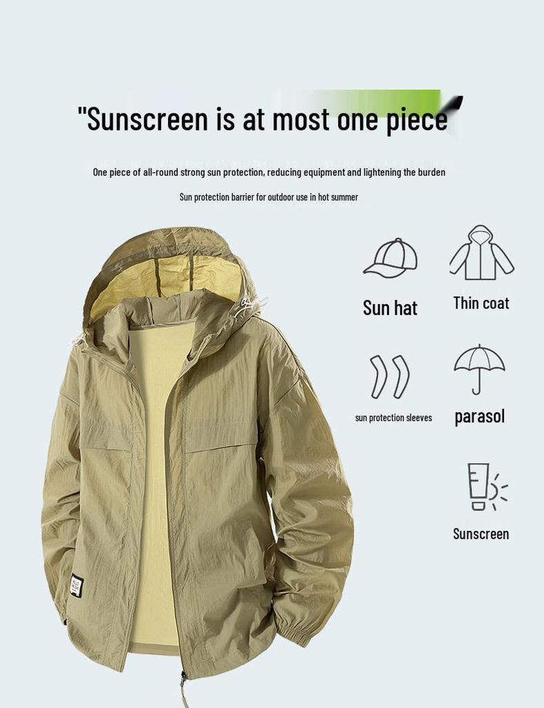 Men's Plus Size UPF50+ Ultra-Thin Ice Silk Sun Protection Fishing Jacket