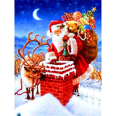 DIY Santa Claus Rhinestone Painting Resin Crystal Embroidery Diamond Picture Home Christmas Decorative Cross Stitch