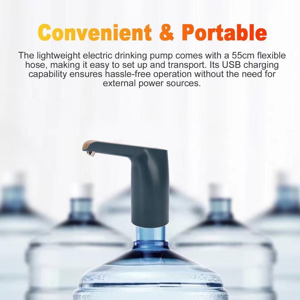 USB Charging Automatic Drinking Water Pump 3L min with 55cm Hose Smart Pumping Powerful Motor for Home Camping Office