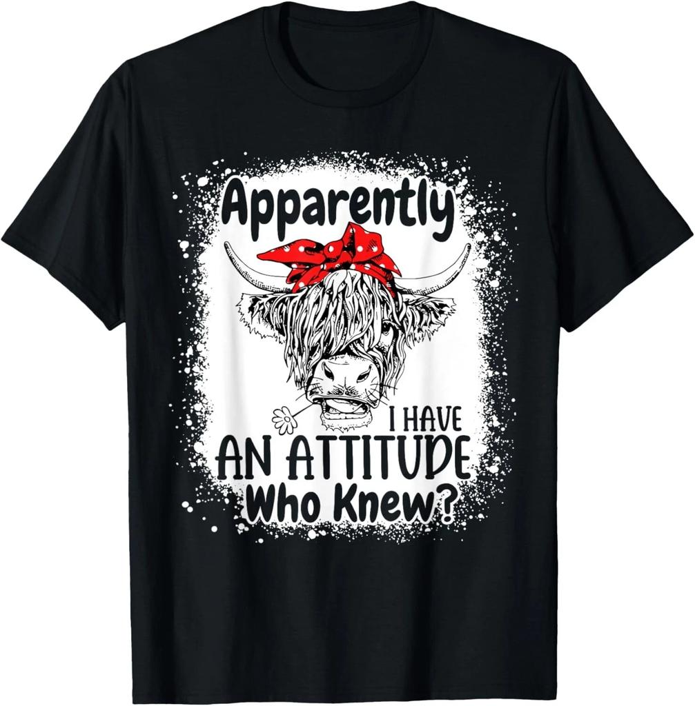 Apparently I Have An Attitude Who Knew Bleached Highland Cow Gift Unisex T-Shirt