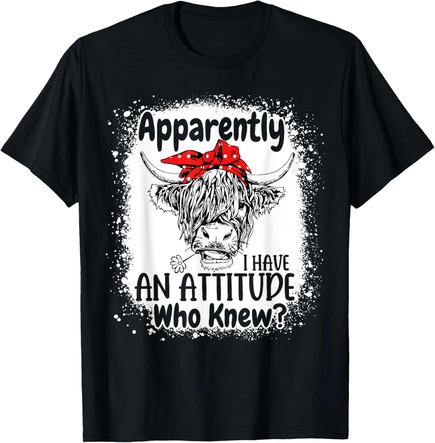 Apparently I Have An Attitude Who Knew Bleached Highland Cow Gift Unisex T-Shirt L