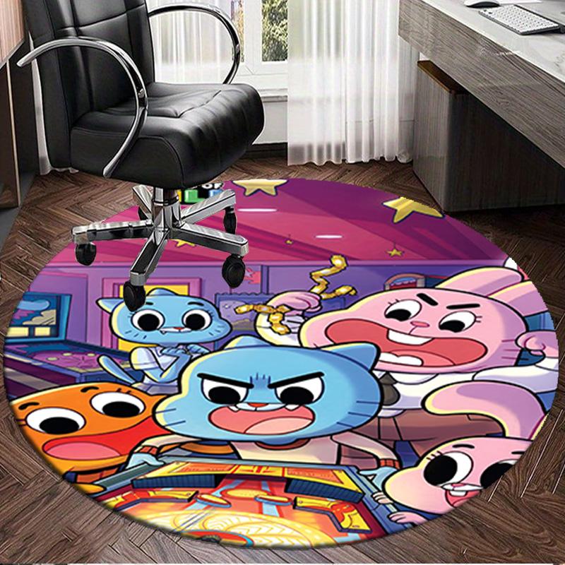 1PC Gum-ball's Amazing World Round Rug, Non-slip Chair Mat, Home Decor, Circle Carpet Perfect for Office, Bedroom, Living Room,Christmas gift