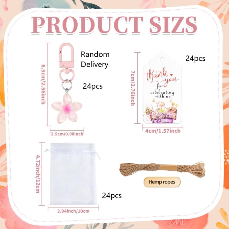Flowers Keychain Gift Set Colorful Floral Keyring Backpacks Handbag Pendant Car Keychain Bag Charm Decorations for Guest M68E