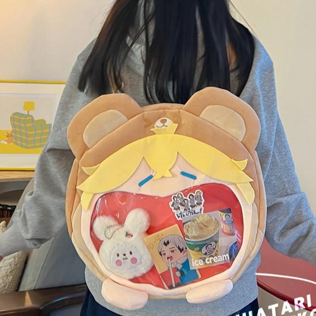 Character Theme Anime Plush Backpack Outdoor Large Capacity Itabag Transparent