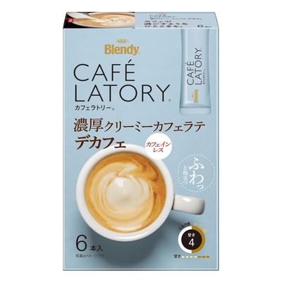 AGF Blendy Cafe Latory Stick Reichhaltiger Cremiger Cafe Latte Entkoffeiniert, 6 Sticks x 6 Schachteln [Entkoffeinierter Kaffee] [Sticks Kaffee]