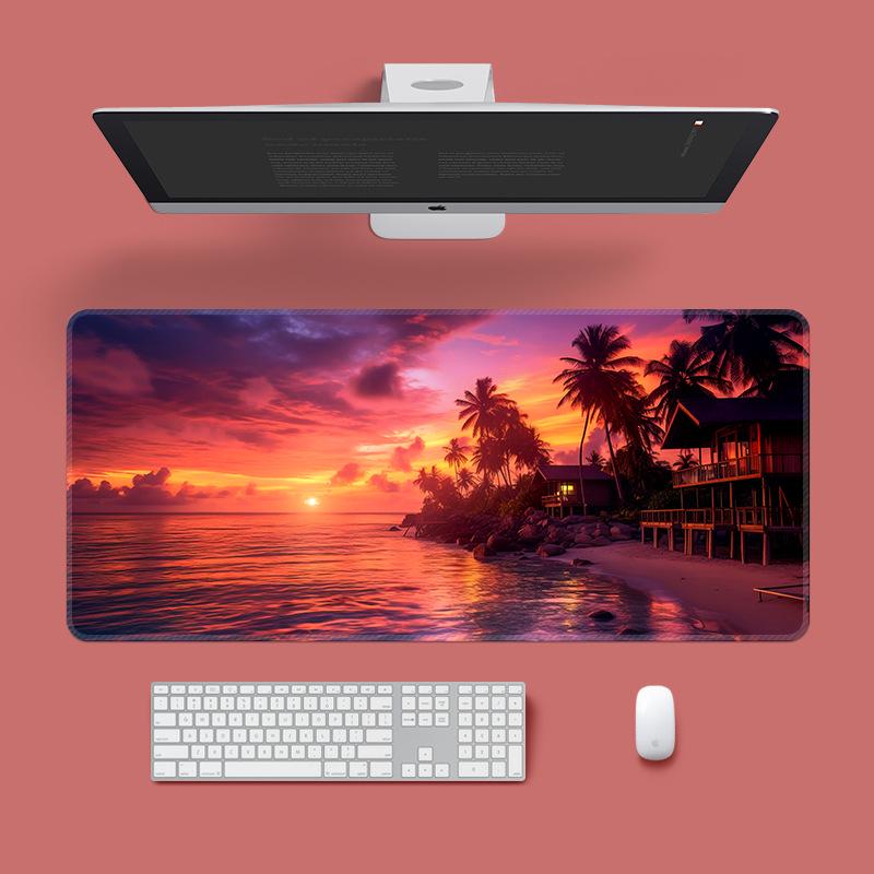 Extra Large Washable Mouse Pad - Aurora Landscape & Sunset Clouds Design, Thickened for Office and Gaming Desks