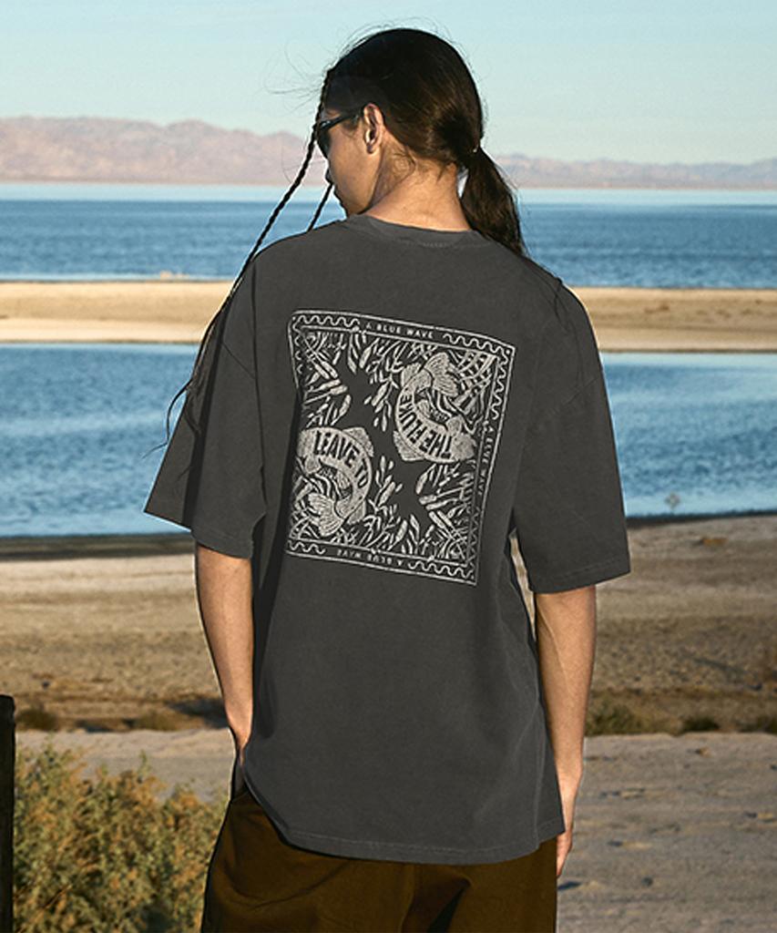 Peullukeu Blue Wave Pigment Short Sleeve T-Shirt Dark Gray Fst733