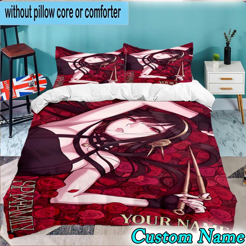 Custom Name 3PCS Fantasy Adventure Anya Bedding Set,Including Duvet Cover And 2pcs Pillowcases Perfect for Bedroom,Dormitory,Fan Christmas gift