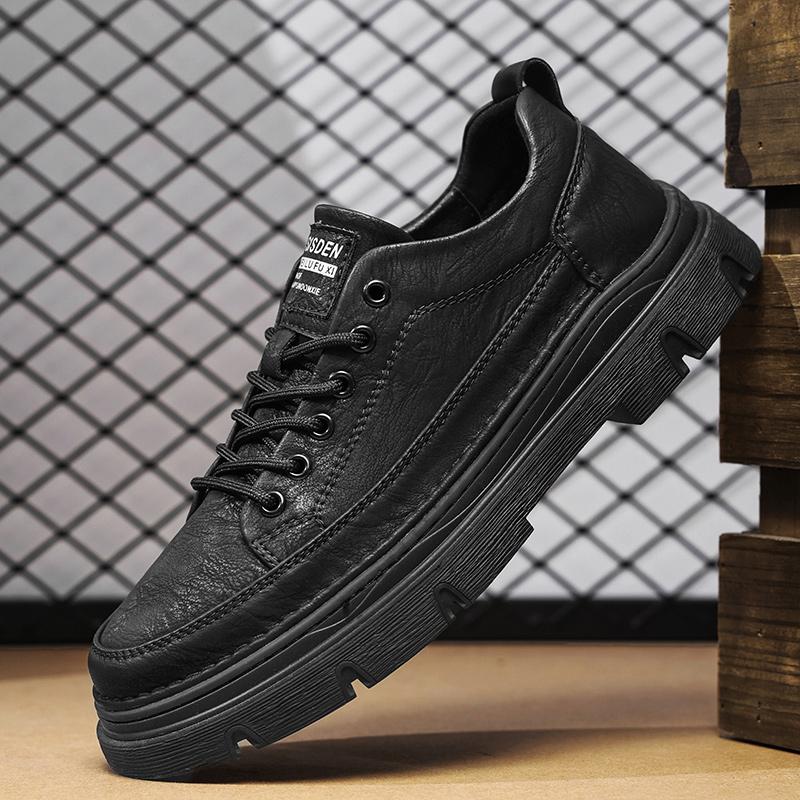 

Брендовая кожаная повседневная обувь для мужчин, удобная обувь Oxford, универсальные мужские кроссовки на шнуровке, высококачественная мужская рабочая обувь 44 чёрный