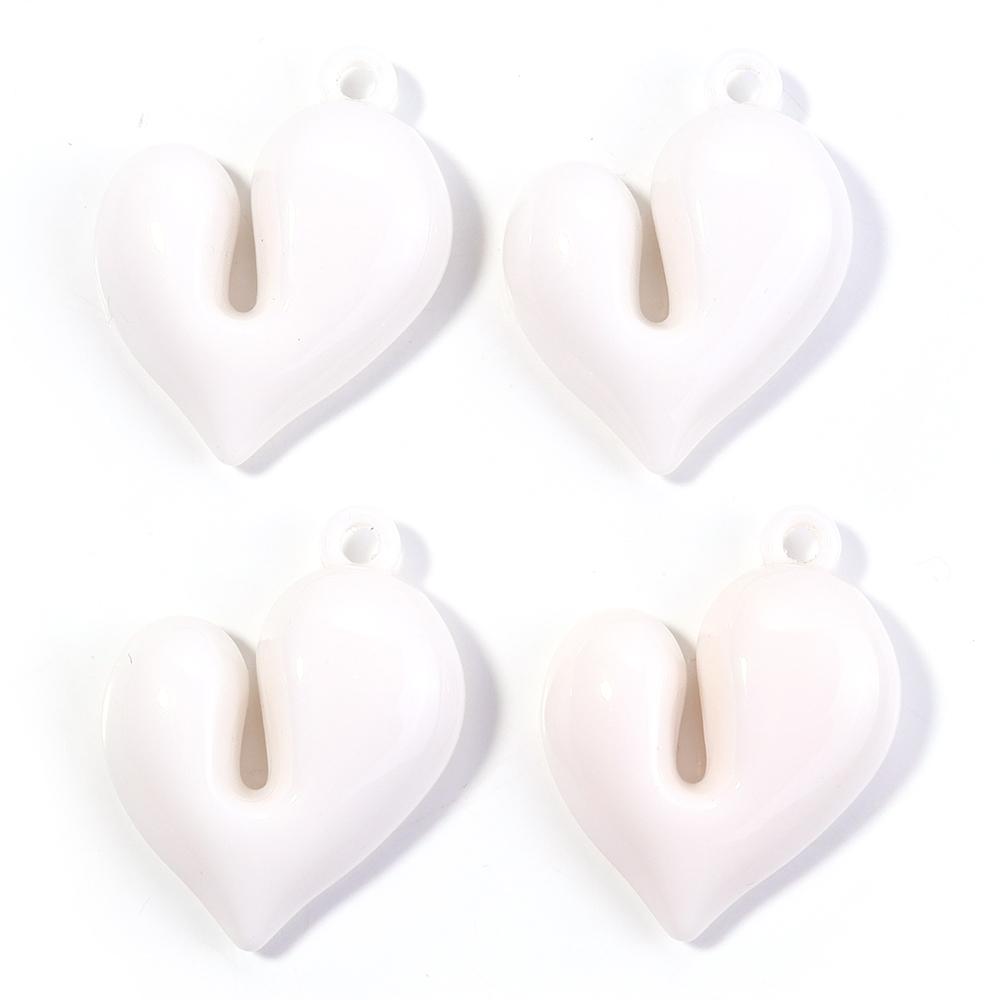4Pcs Irregular Heart Shape Acrylic Beads Charms Colorful Pendant Loose Beads For DIY Bracelet Necklace KeyChain Jewelry Findings