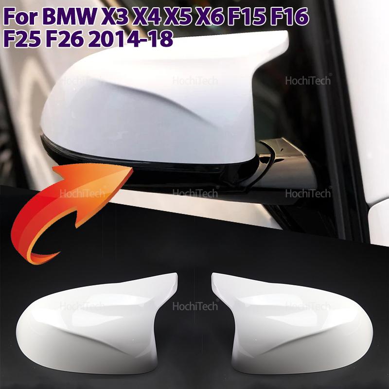 2x White Look Style Mirror Cover M Look Mirror Cover Overlay for BMW X3 F25 X4 F26 X5 F15 X6 F16 2014 2015 2016 2017 2018