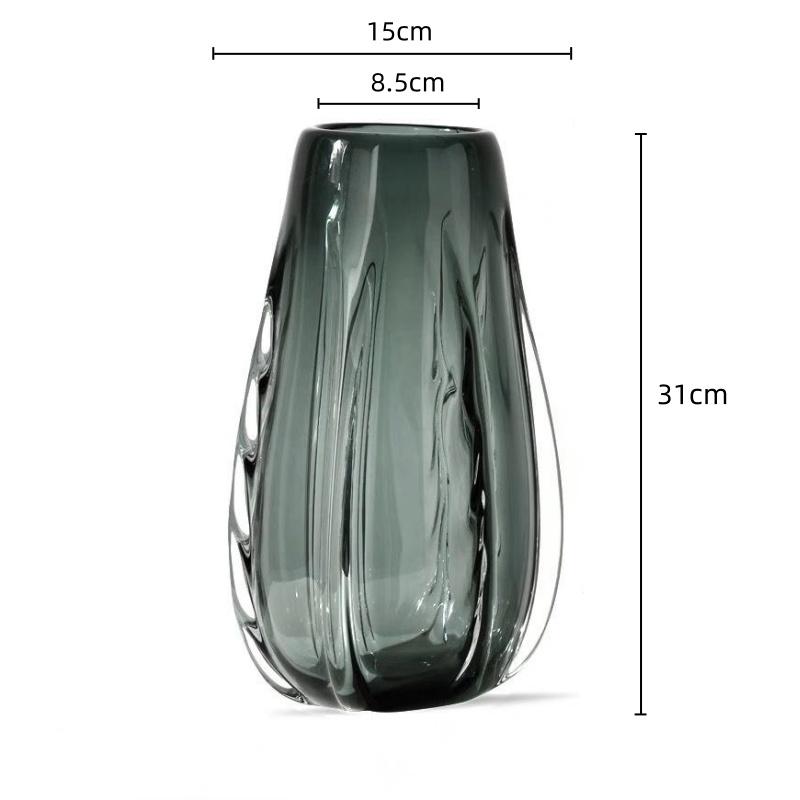 Grüne Glasvase Transparente Dicke Kristallvase Blumenarrangement Zubehör Terrarium Blumentopf Heimdeko Zubehör