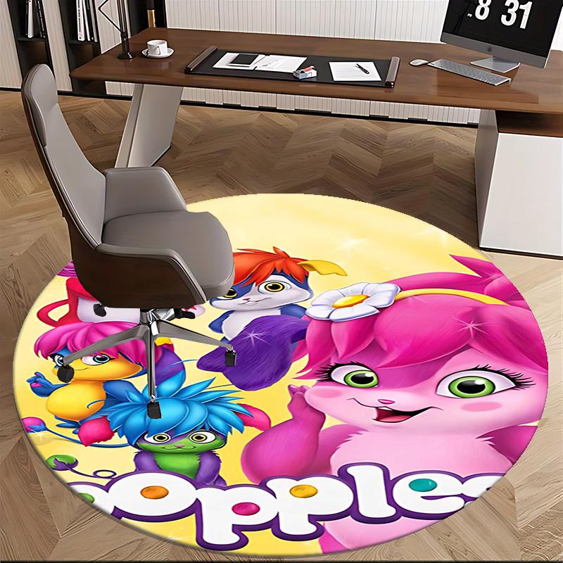 Popple Characters,Popple Friends Chair Mat Round Rug Office Carpet, Non Slip, Suitable for Living Rooms, Bedrooms,Decor1205758a