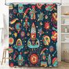 Colorful Space Ship Pattern Shower Curtain Bathroom Decorations for Children's Room 3D Printed Waterproof Home Textiles Modern A