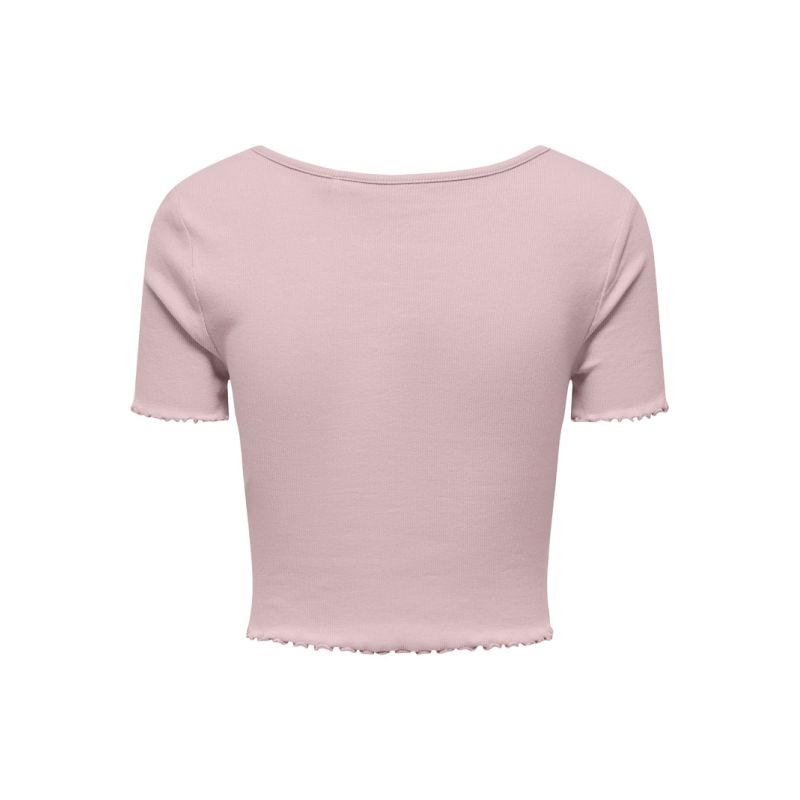 Top crop betty col v manches courtes Femme ONLY