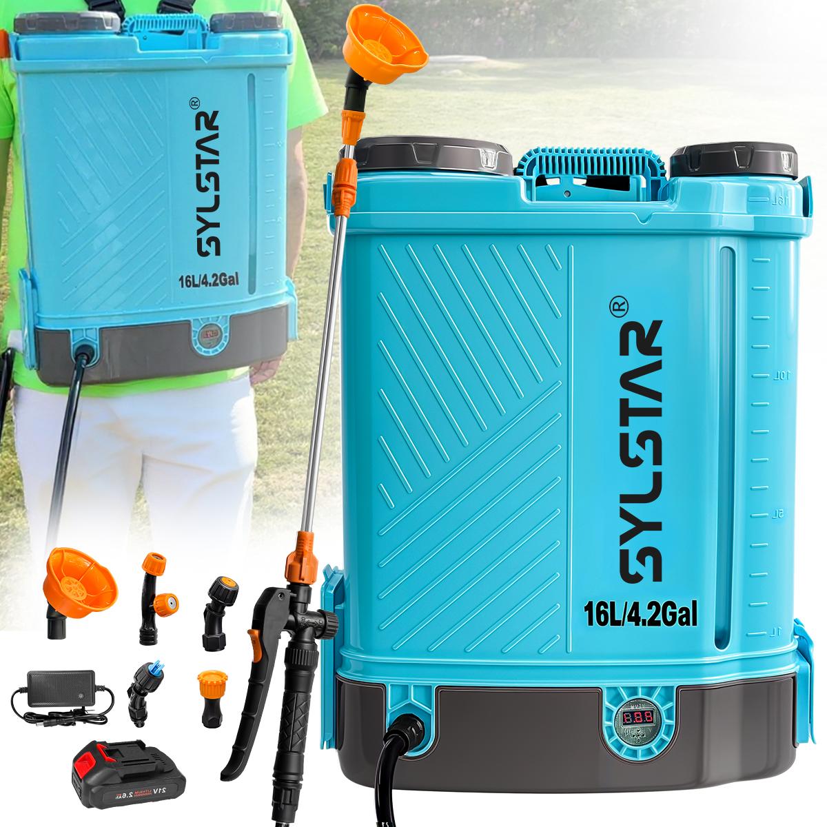 

Professional Backpack Electric Sprayer 4 Gallon, Makita 18V Battery Compatible,5 Nozzles, 2.6Ah Battery&Charger Included синий