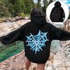 New Pink Blue Spider Web Printed Hoodie Hoodie Men's Women's Versatile Long Sleeve Comfortable Casual Warm Hoodies