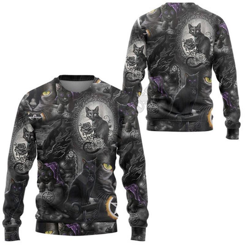 Spring Men's Long-sleeved Sweatshirt Style 3D Digital Loose Round Neck Pullover Top