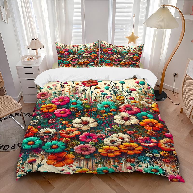 3pcs bedding set Floral Fantasy Includes 1 Comforter + 2 Pillowcases, Without Pillow Inserts, Soft Comfortable,Bedding Set,a0909009 135x200cm