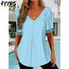 Women's Fashion Casual Summer Spring Solid Color Print Short Sleeve V-Neck Blouses & Shirts