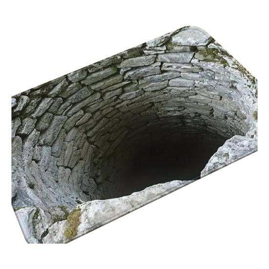 3D Optical Illusion Rug Realistic Hole Pattern Floor Mat Absorbent Non-Slip Bottomless Pit Doormat for Living Room Bedroom Porch Entrance