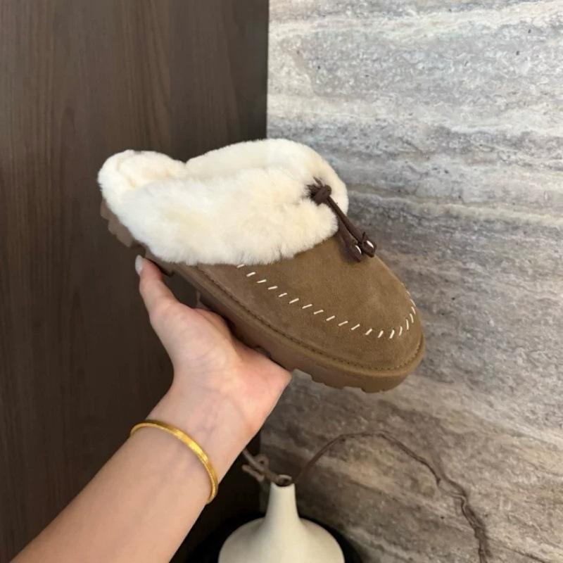Fashion velvet bag head slippers autumn and winter new models comfortable and versatile warm wool cotton slippers