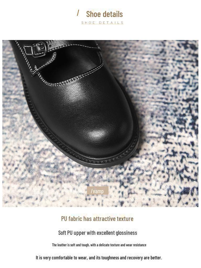 Chunky Heel Mary Jane Shoes - Autumn/Winter College Style, Round Toe, Medium Heel, Retro Leather