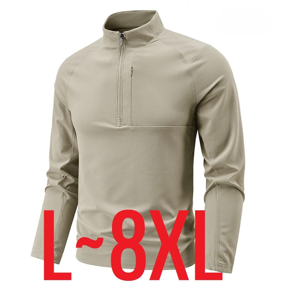 Quick Dry Men's Polo Shirt Stand Collar Pullover Male Long Sleeve Half Zipper Spring Big Size Plus Large Sport Golf