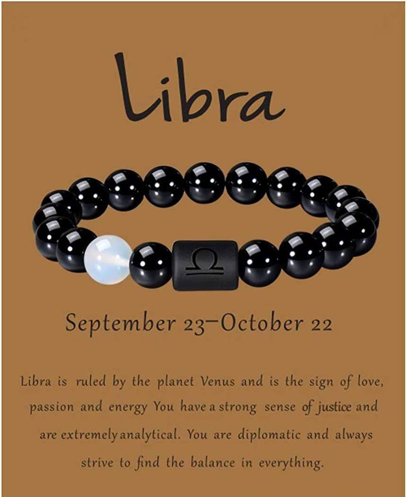 Twelve Constellations Obsidian Tiger's Eye Beaded Bracelet with Elastic Cord