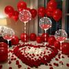 2/5-piece LED Light String Rose Petals Transparent Balloons Suitable for Valentine's Day, Birthday Parties, Marriage Proposals,