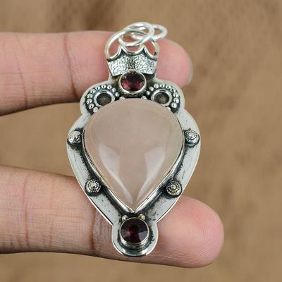 Herzchakra Rosenquarz Stein Rubellit Sterlingsilber Geburtstag Ehefrau Anhänger