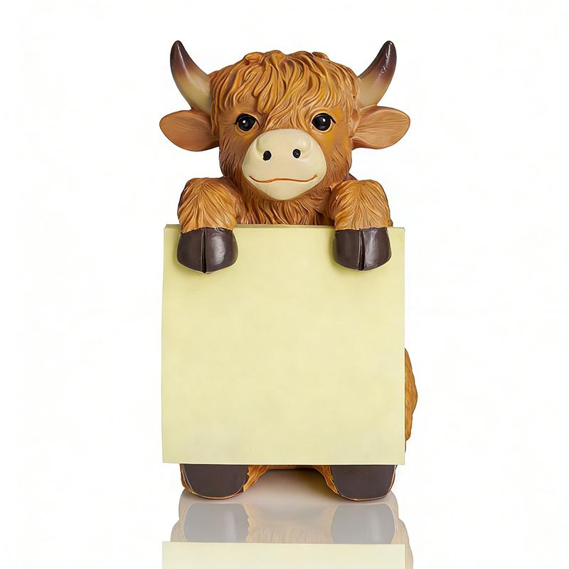 

Highland Cow Pop-Up Sticky Note Dispenser, Resin Cute Handmade Desk Holder For Office & Home-Brown A