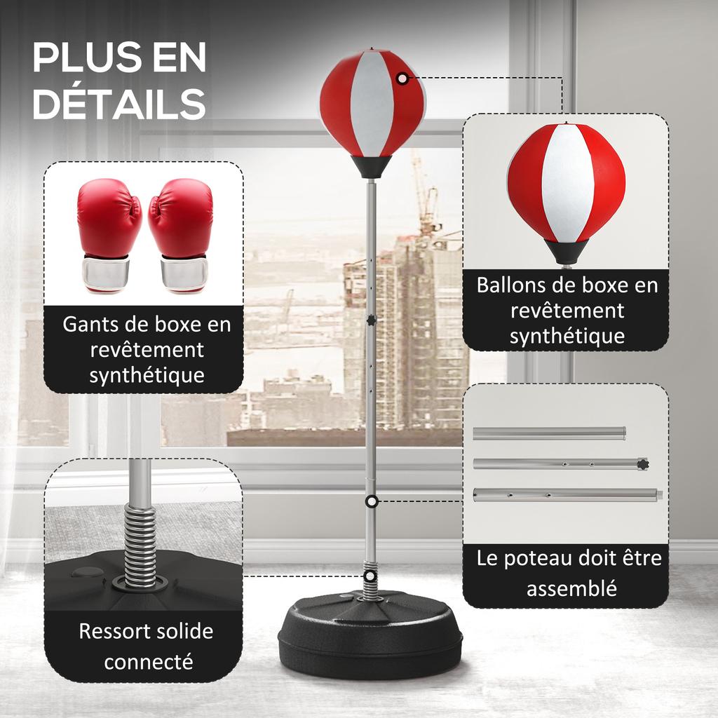 Punching Bag with Stand Boxing Bag Set with Adjustable Height, Red