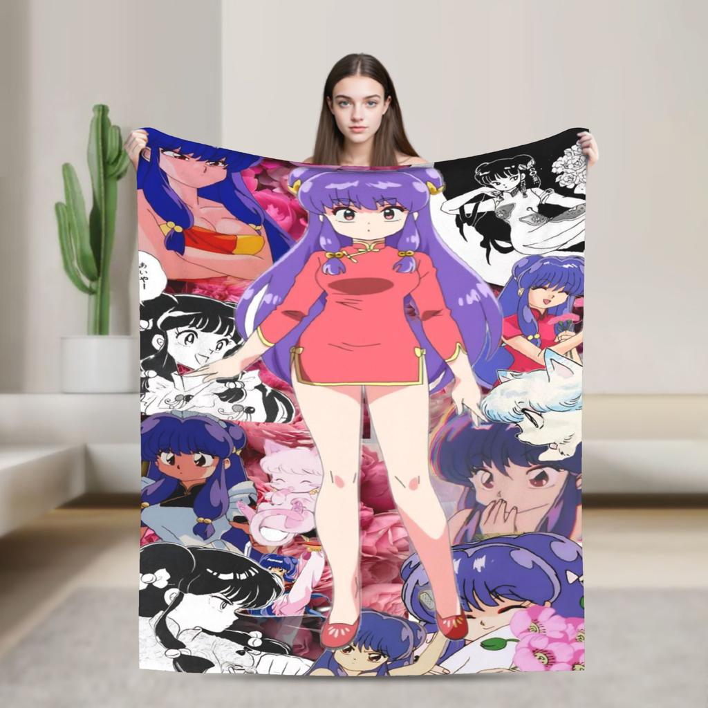 P-Chan Ranma 1/2 Manga Blankets Comedy Flannel Novelty Soft Throw Blanket for Bedding Lounge Autumn/Winter