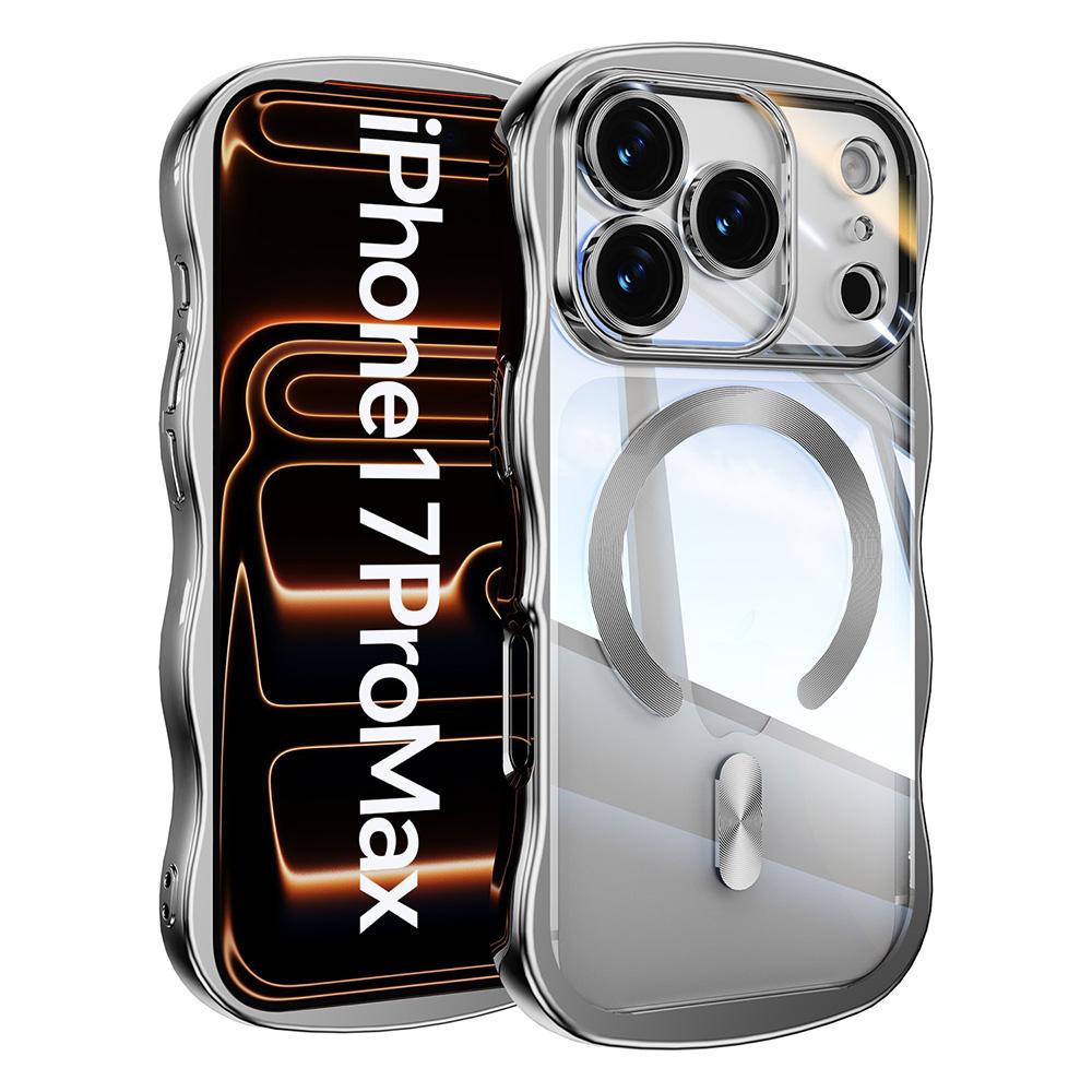 

Роскошный магнитный чехол с покрытием для iPhone 17 16 Pro Max, простой дизайн волны, волнистая рамка, мягкая крышка для iPhone 17 Pro Max iPhone 15