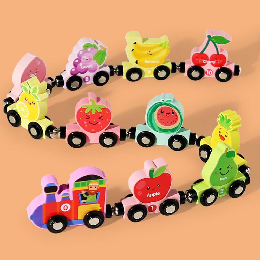 Wooden Magnetic Number Train Toys Number Dinosaur Children's Digital Learning  Kids Gift