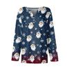 Women's T Shirt Tee Christmas Printed Button Long Sleeve Tunic Daily Weekend Fashion Basic V- Neck Regular Top