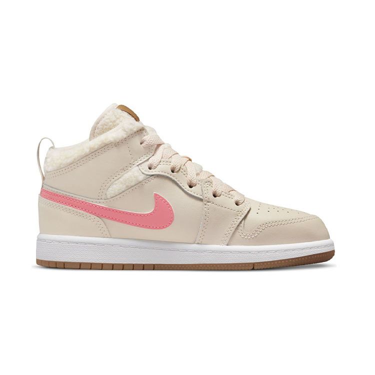 Dětské tenisky Air Jordan 1 Mid Utility PS Fleece Tan Pearl-White Dark-Driftwood DO2208-264